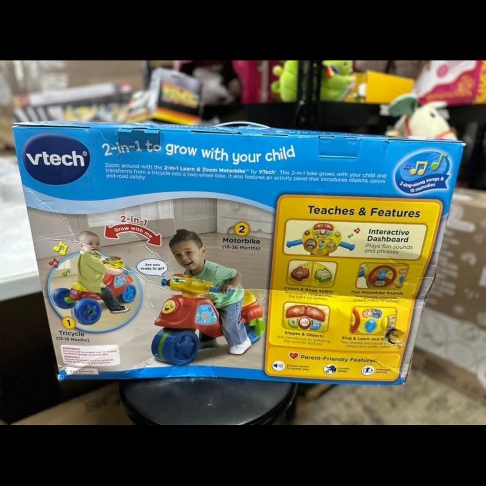 Like New w/o box VTech 2-in-1 Learn Zoom Motorcycle Toy Colorful Ride-On Toy - Picture 5 of 5